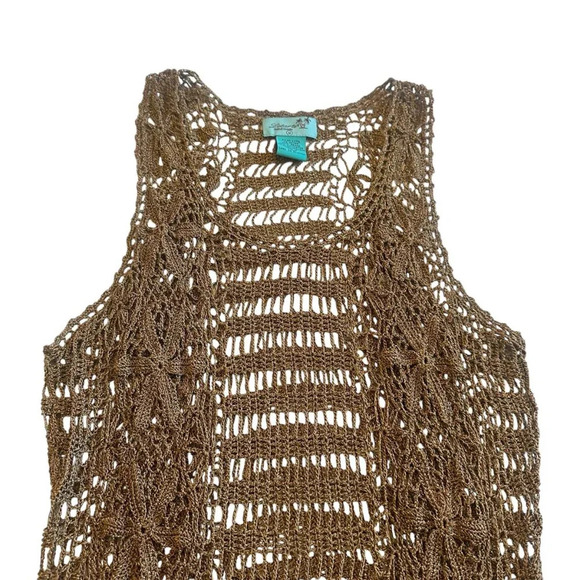 Letarte Handmade Metallic Dress Swim Cover Up Pullover Sheer Size Medium Women's - Picture 2 of 10